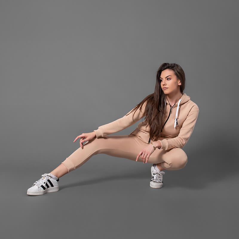 Ženska pamučna trenerka braon – komplet - Slika 5