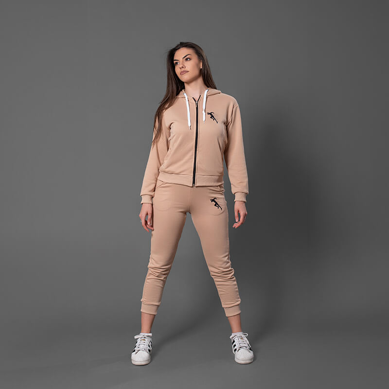 Ženska pamučna trenerka braon – komplet - Slika 3