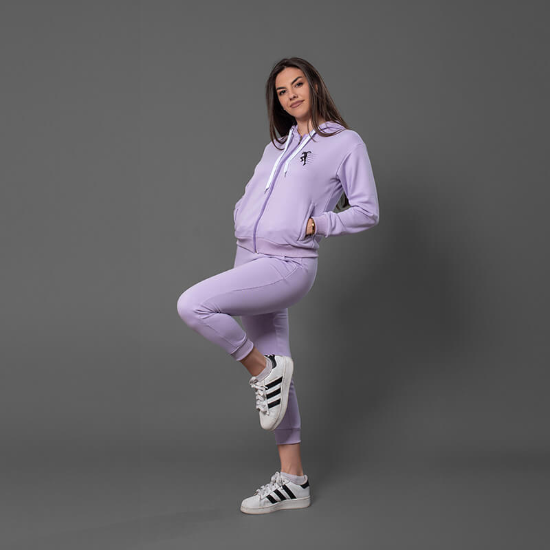 Ženska pamučna trenerka lila – komplet - Slika 5