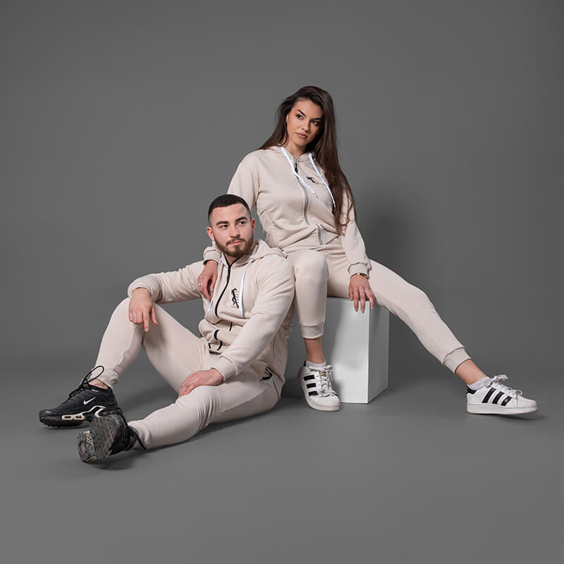 Muška pamučna trenerka svetlo krem – komplet - Slika 4