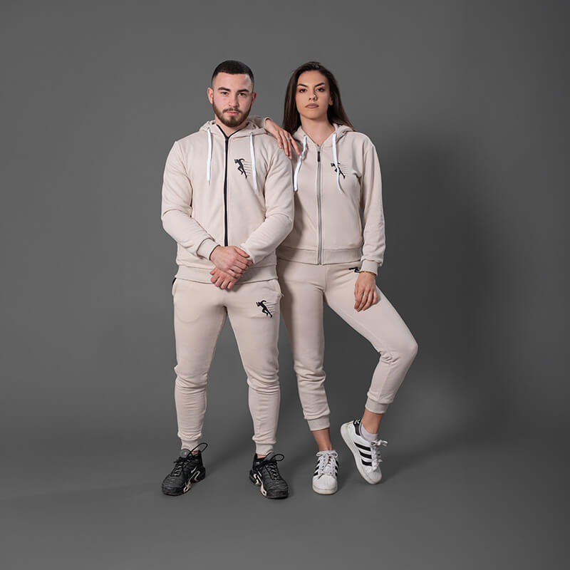 Muška pamučna trenerka svetlo krem – komplet - Slika 3