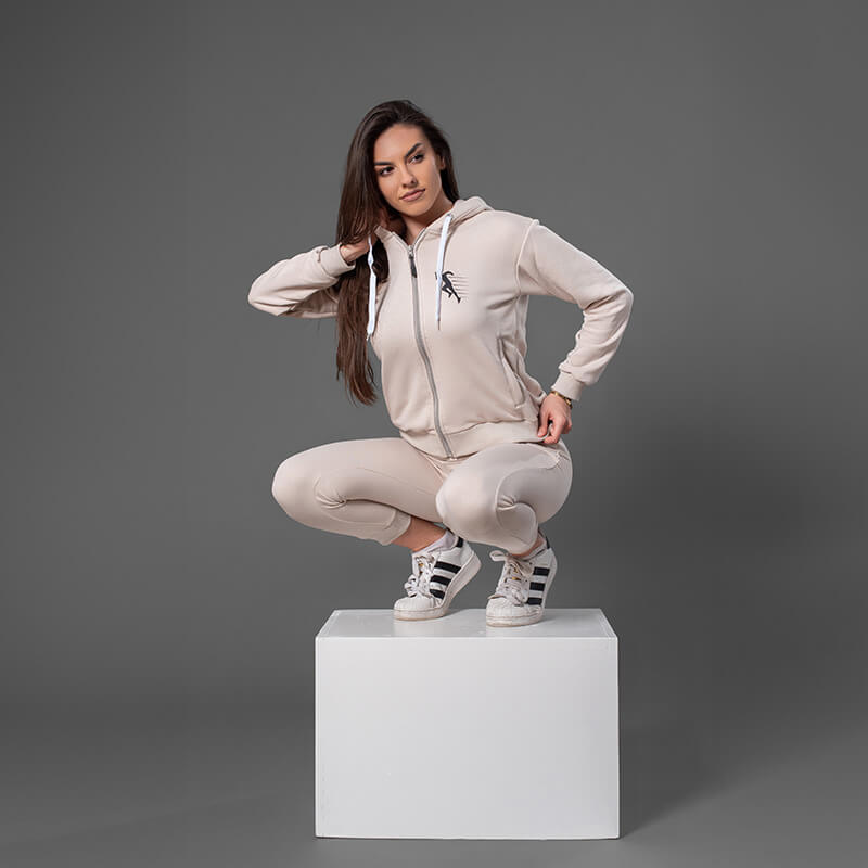 Ženska pamučna trenerka svetlo krem – komplet