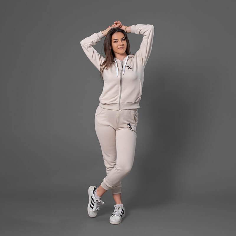 Ženska pamučna trenerka svetlo krem – komplet - Slika 2